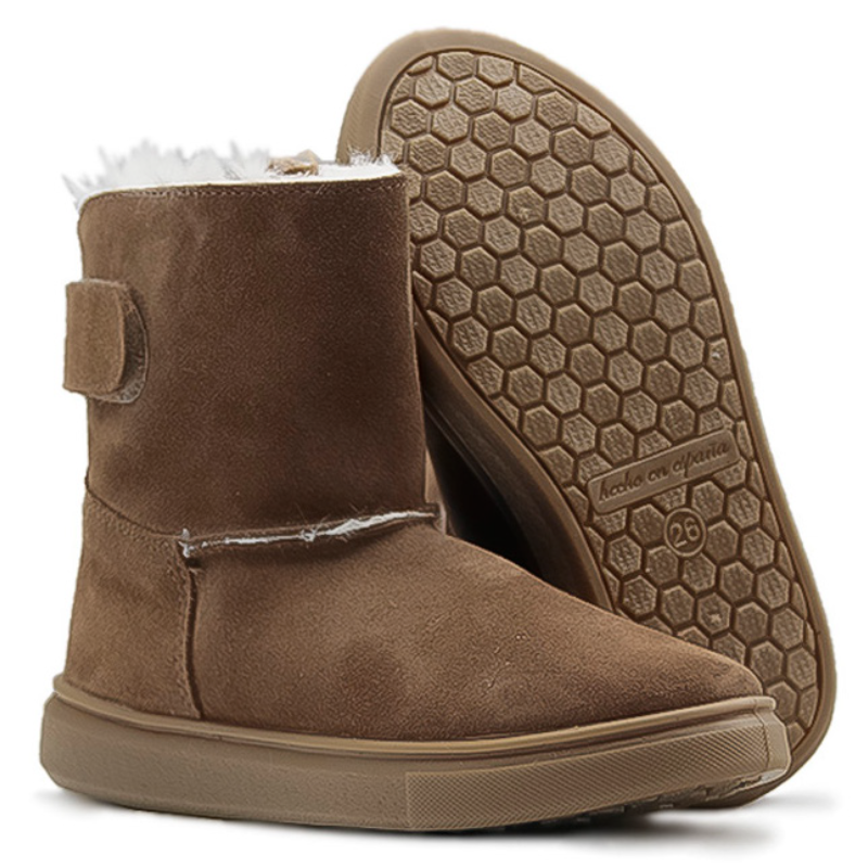Bota Tipo Ugg de Serraje con Forro de Algodón Talla 29 Color Marrón